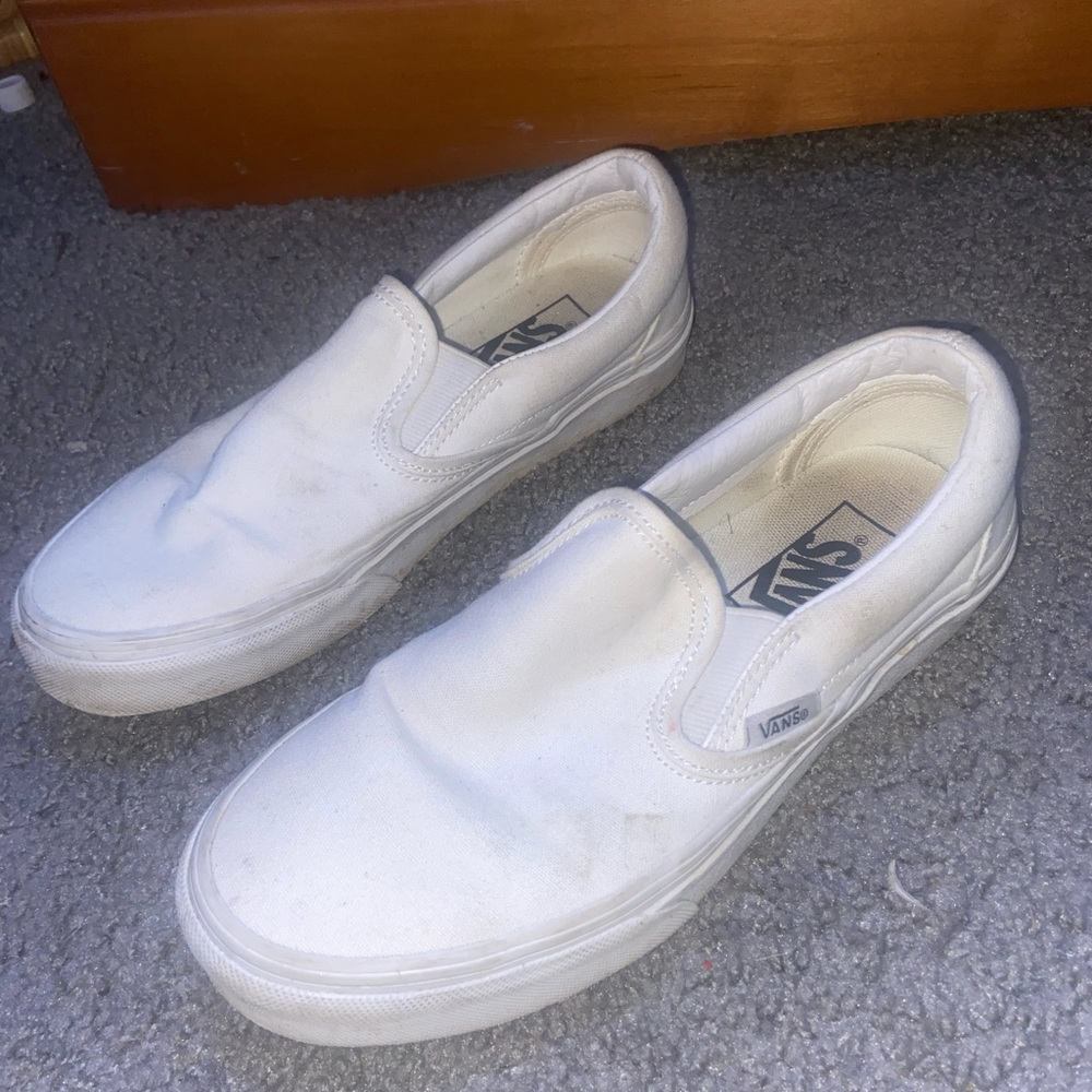 white slip on vans